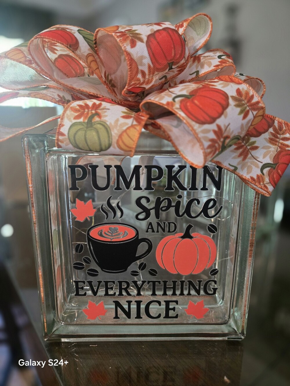 Pumpkin Spice and Everything Nice Decorative Glass Block